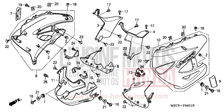 UNTERER WINDLAUF von Varadero ABS MUTE BLACK METALLIC (NH359) von 2006